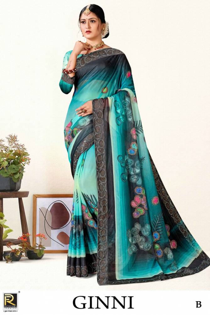 Ronisha Ginni Digital Floral Ethnic Wear Wholesale Printed Sarees Catalog
